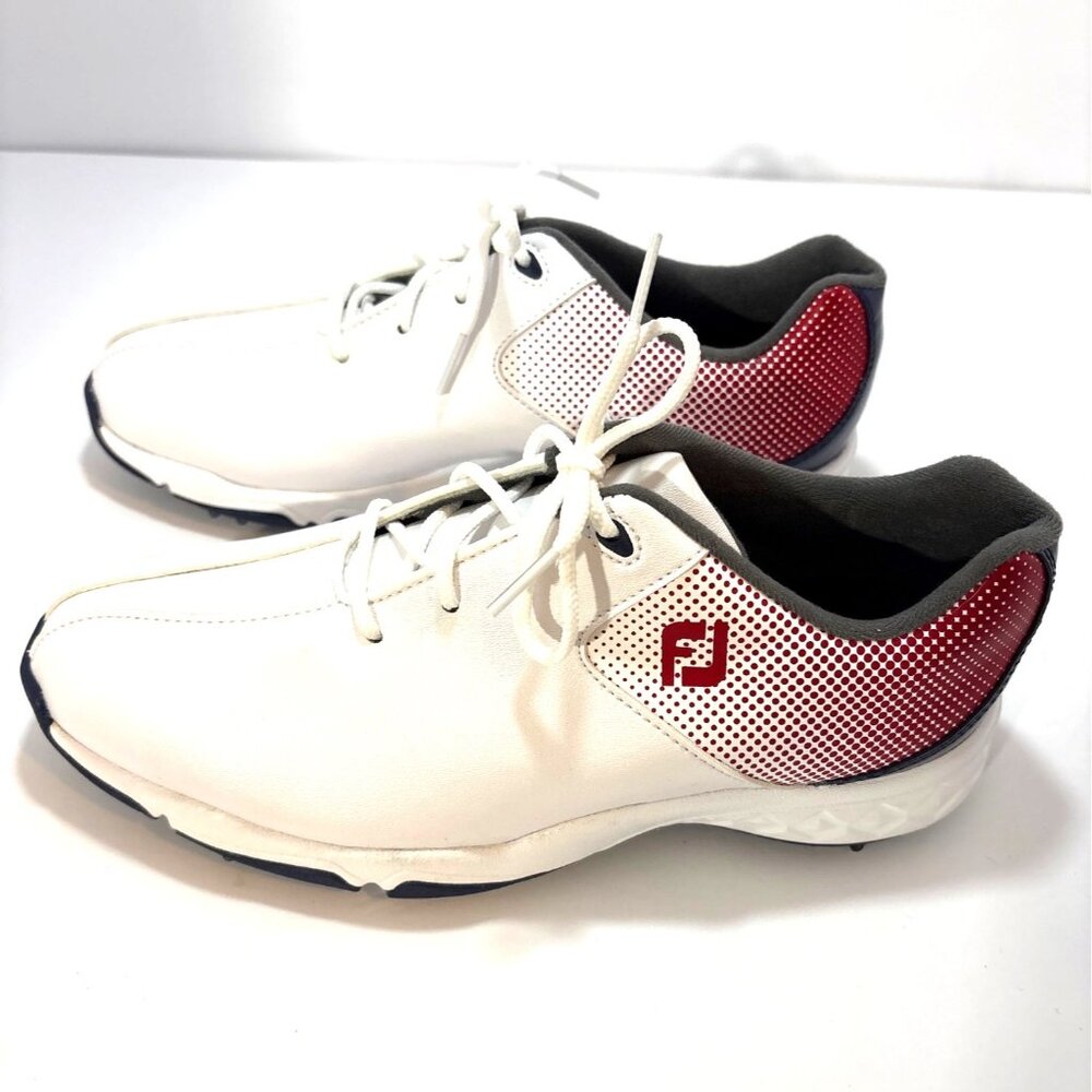 FootJoy DNA Helix Womens 6M Golf Shoes White With Red & Navy Accent Spiked Sole - Picture 3 of 8